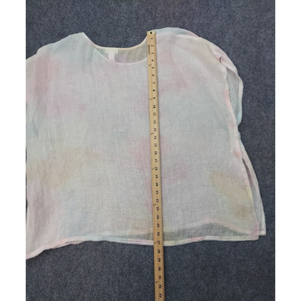 Pure Jill Linen Top Womens M/L Pastel Tie Dye Short Sleeve Light Airy Beach - Picture 7 of 11